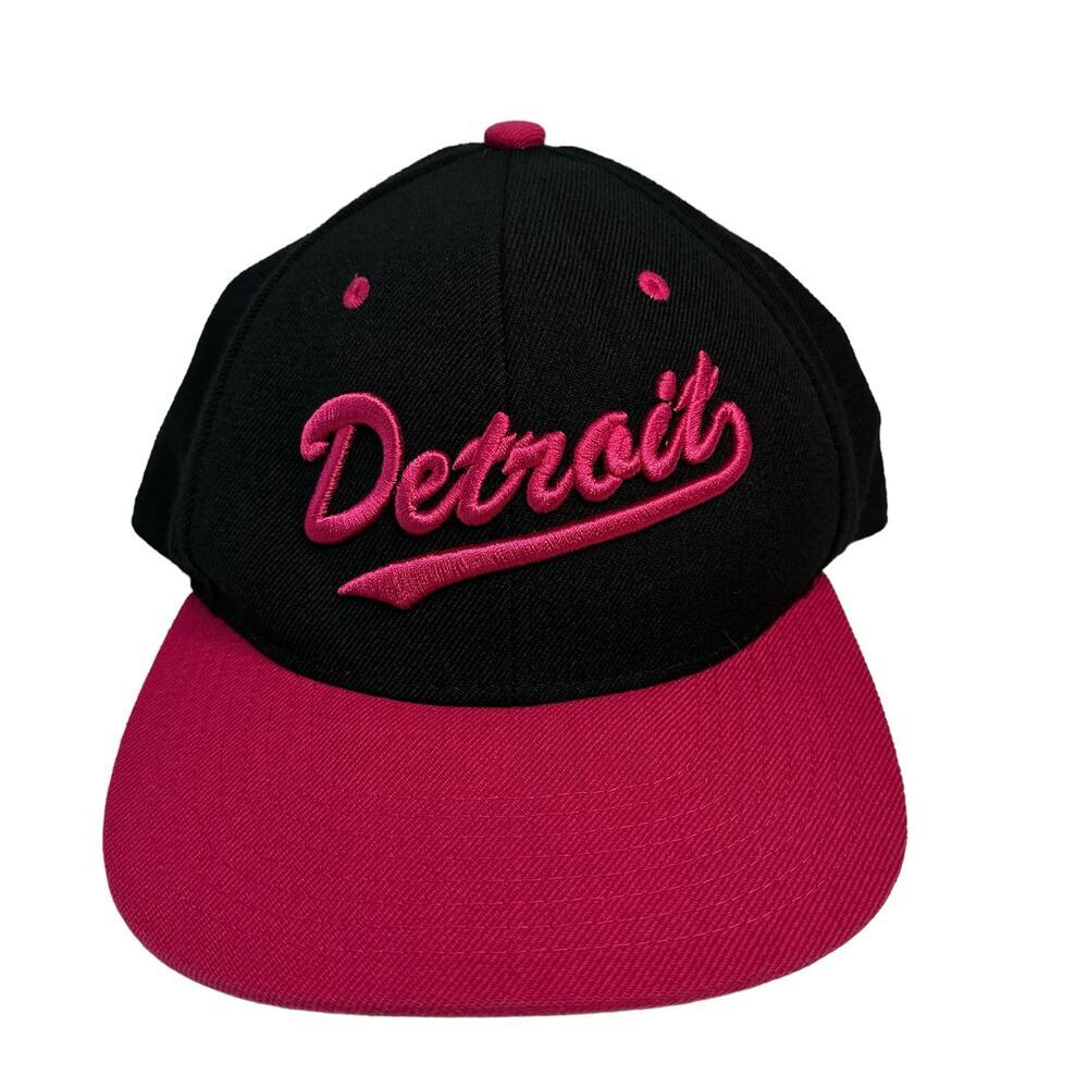 Retro Detroit Snapback Baseball Cap Hat City Hunter Pink Magenta‎ and Black